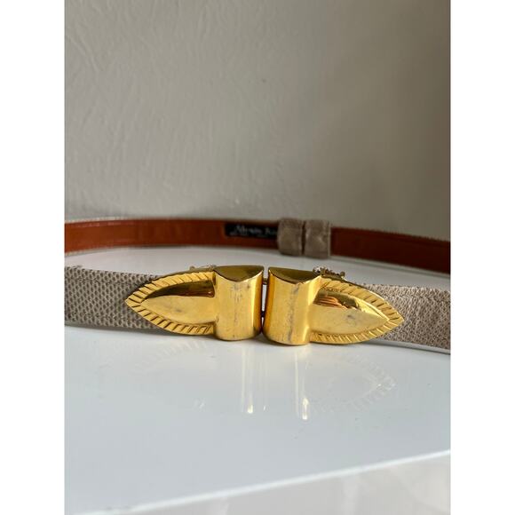 Vintage Alexis Kirk Gold Tone Buckle Belt Snakeskin Adjustable Statement main image 7